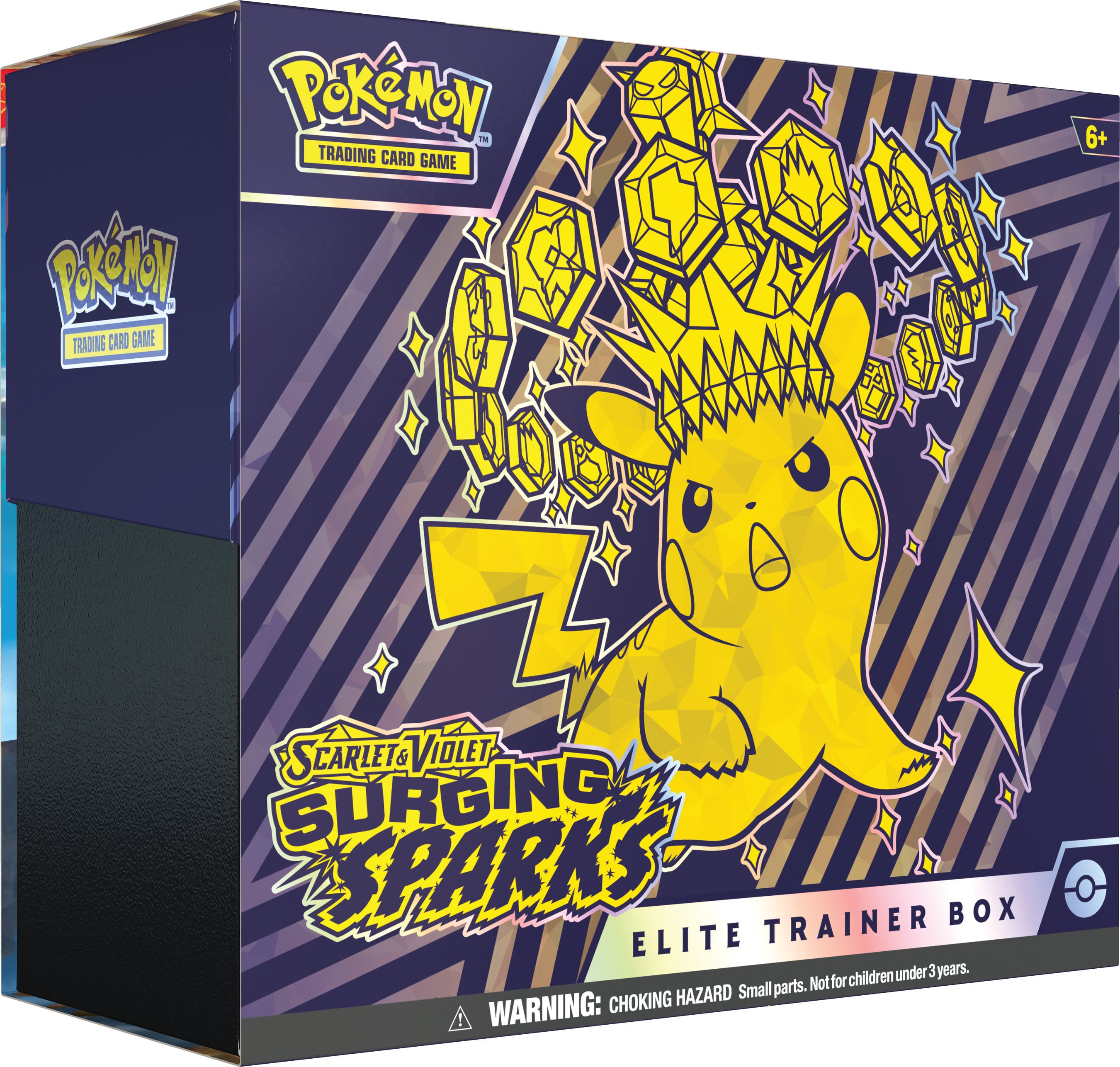 Pokémon TCG Surging Sparks Elite Trainer Box – förseglad ask med Tera Pikachu-motiv
