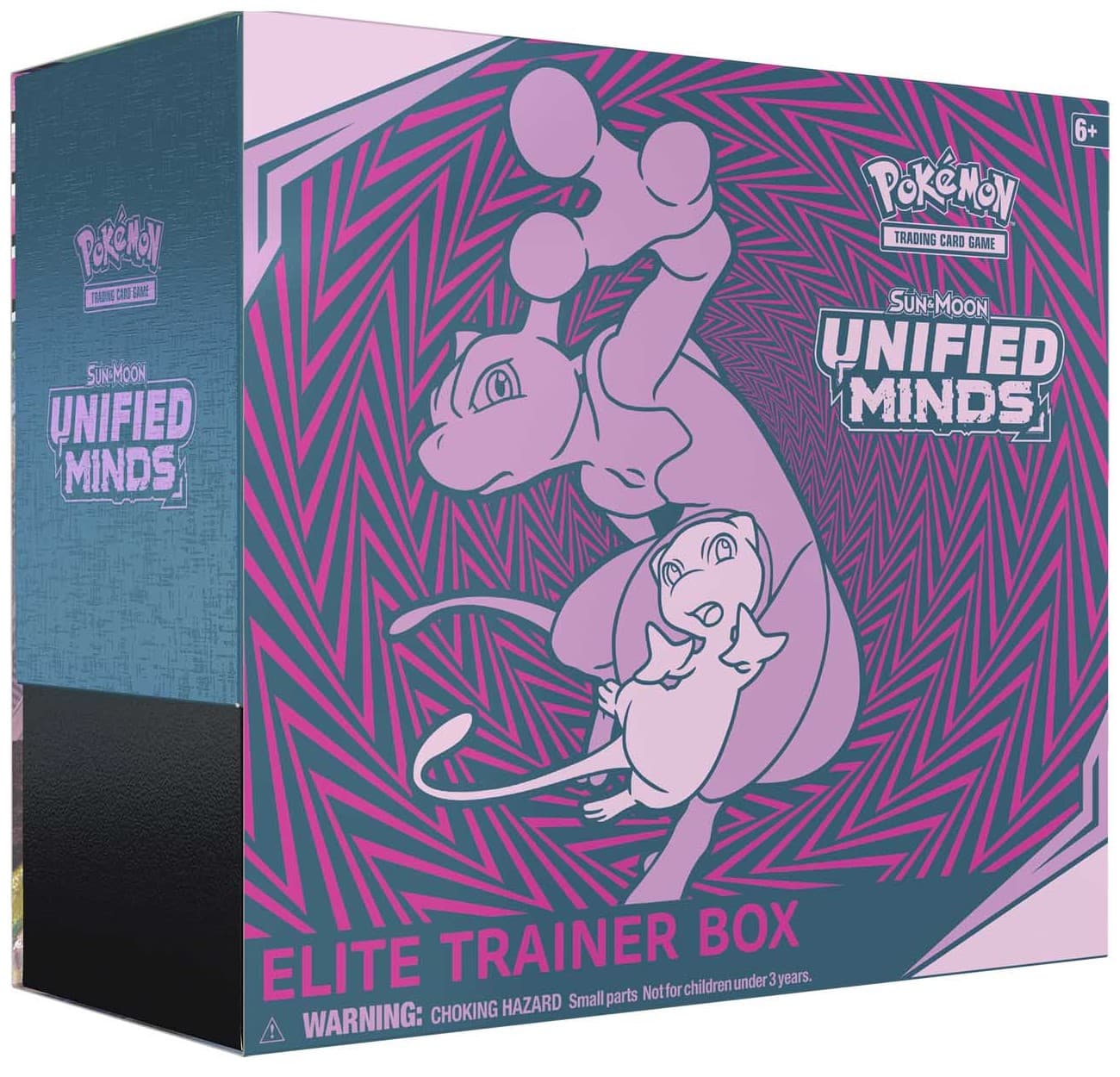 Pokémon TCG Unified Minds Elite Trainer Box – förseglad ask med Mewtwo och Mew